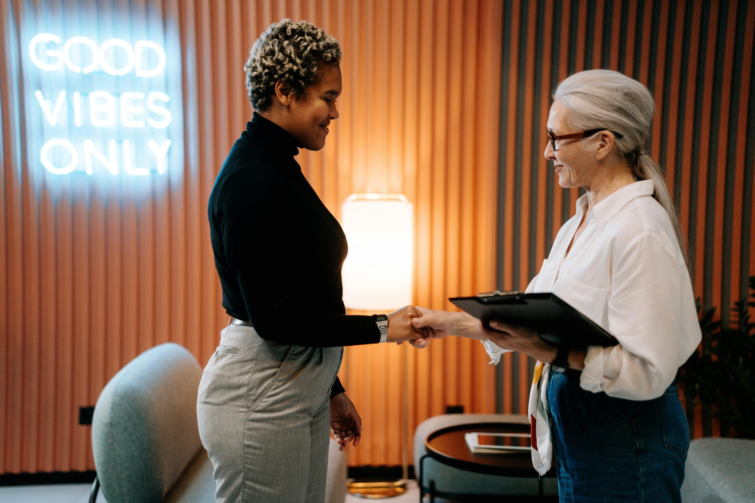 An HR meeting for a small business healthcare company